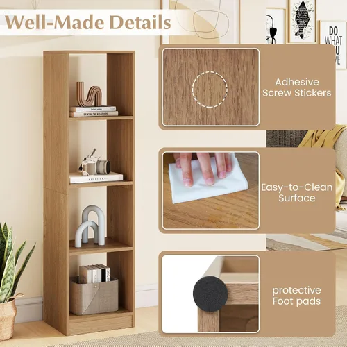 Miniatura 9 de LOKO Estantería vertical de 4 cubos, estantería independiente estrecha de 56 pulgadas de alto con accesorios anti-caída, organizador