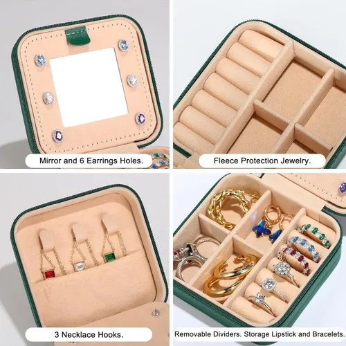 Miniatura 3 de Pequeño organizador de joyas de viaje, cajas de joyería con inicial, organizador de joyas, regalos esenciales de viaje para mujeres, madres, amigas