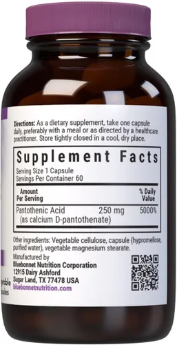 Miniatura 2 de Bluebonnet Ácido pantoténico 250 mg cápsulas vegetales, 60