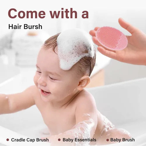 Miniatura 3 de mandoo Taza de enjuague de baño para bebés, silicona de grado alimenticio, taza de enjuague para champú y lavado corporal para niños con mango