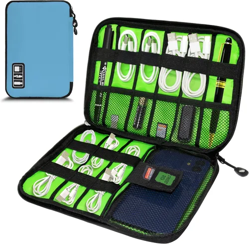 Miniatura 7 de Organizador de Electrónica, Funda Organizadora de Cables de Viaje, Bolsas Organizadoras de Cables Portátiles, Estuche de Almacenamiento