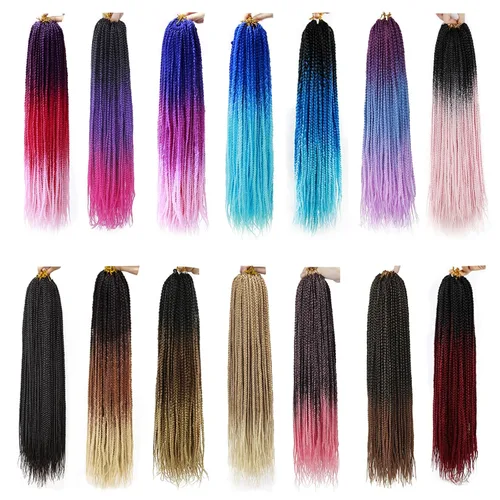 Miniatura 7 de 6 paquetes de trenzas de ganchillo de caja, cabello sintético pre-anillado, trenzas de ganchillo de caja, trenzas de ganchillo de 22 pulgadas