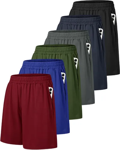 Paquete de 2 pantalones cortos de baloncesto para hombre, color negro, atléticos, de secado rápido, con bolsillos, para correr de manera casual