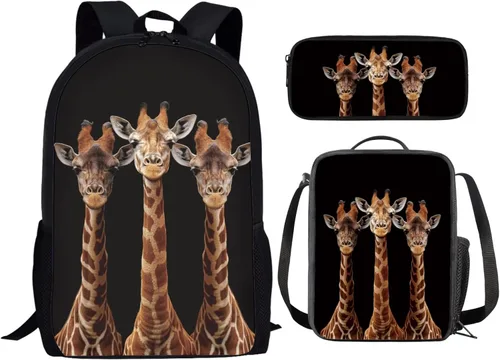 Miniatura 59 de HUGS IDEA Juego de 3 bolsas escolares con aislamiento térmico para el almuerzo, estuche para lápices