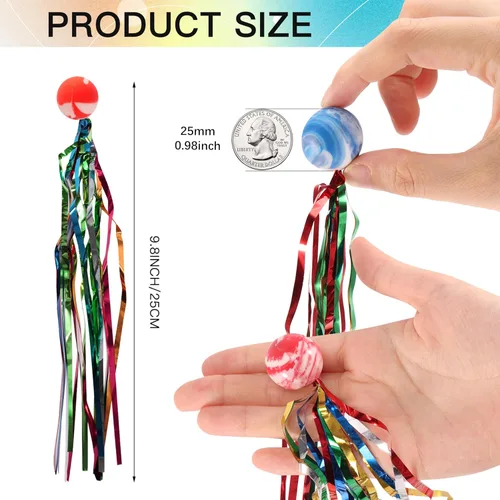 Miniatura 2 de Pllieay 50 bolas de cometa, bolas inflables de colores surtidos con serpentinas coloridas, bolas de goma para recuerdos de fiesta de niños, premios
