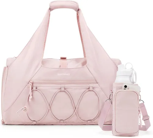 BAGSMART Bolsa de gimnasio para mujer, bolsa de lona ligera con compartimento para zapatos, bolsa de mano con bolsillo húmedo para viajes de yoga,