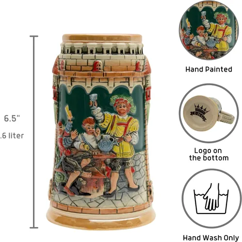 Miniatura 2 de Essence of Europe Gifts 0.6 litros OktoberfestHaus Beer Stein German Saying Das Leben Ist Ein Wurfelspiel Wir Wurfeln All Tage