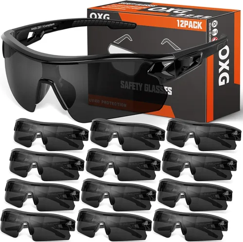 Miniatura 11 de OXG Juego de 3 gafas de seguridad para trabajo para hombres y mujeres, ANSI Z87.1 gafas protectoras resistentes a arañazos e impactos para industria