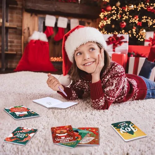 Miniatura 7 de Faccito 48 piezas blocs de notas navideños mini cuadernos blocs de notas de vacaciones al por mayor 12 diseños pequeños blocs de notas de tema