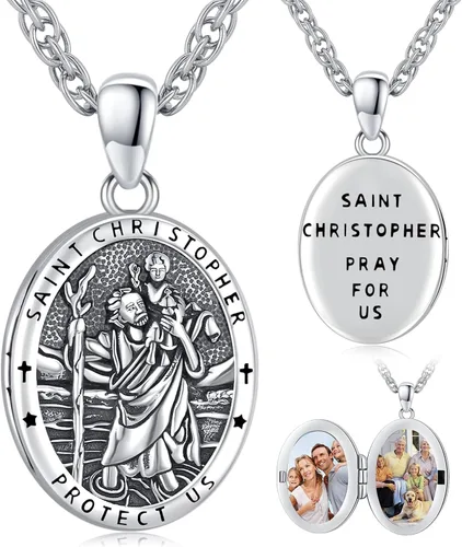 Miniatura 256 de Eusense Saint Necklace Sterling Silver 925 Protection Jewelry for Men Women Patron St Medals Amulet Pendant