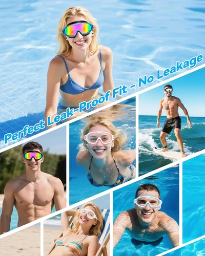 Miniatura 9 de Aegend - Nuevas gafas de natación de visión amplia para adultos, con protección antiniebla/UV, sin fugas, con tapones para los oídos para hombres