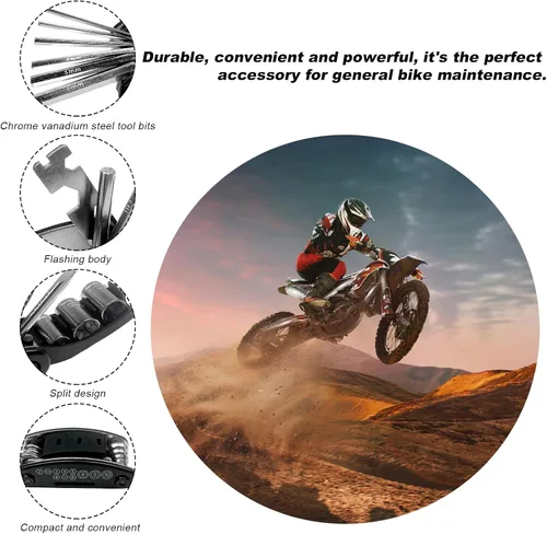 Miniatura 5 de Kit de herramientas para reparación de bicicleta Wevdn, herramienta multifunción de 16 en 1 con llave hexagonal y destornillador, herramienta