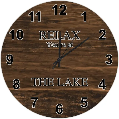Miniatura 16 de UFunhome Reloj de pared de granja Lake Relax You're at The Lake Silent Non-Ticking Vintage Country reloj de grano de madera a pilas para el hogar