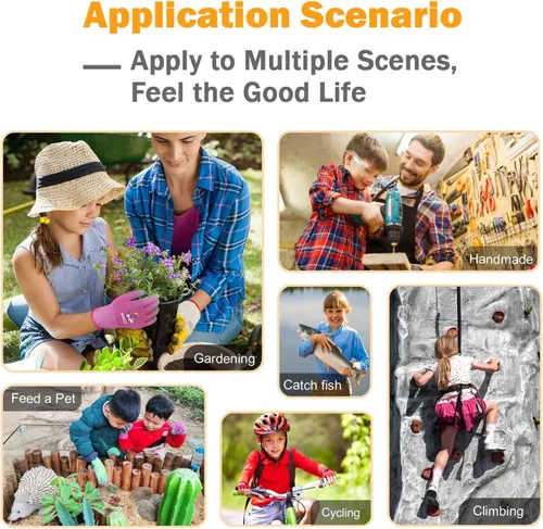 Miniatura 4 de KDK 5 pares de guantes de jardinería para niños, guantes de trabajo para el patio, guantes de trabajo para niños, guantes de seguridad suave