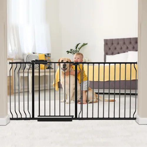 Miniatura 25 de HOOEN - Puerta de bebé extra ancha para escaleras, puertas, pasillos, puerta de tensión, puerta de bebé, caminar a través de puertas para niños