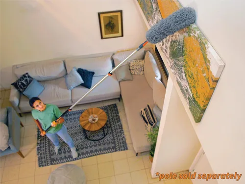 Miniatura 3 de Plumero de microfibra/ Cabezal de cepillo de plumas flexible con agarre de mano/ Se adapta a todos los postes de extensión con hilo Acme