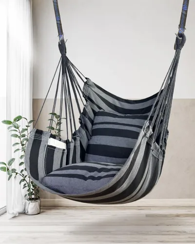 Miniatura 7 de Halalona Silla Hamaca Colgante Silla Hamaca Colgante Columpio de Cuerda 2 Cojines Incluidos - Hamaca Columpio Resistente y Duradera de Algodón Suave