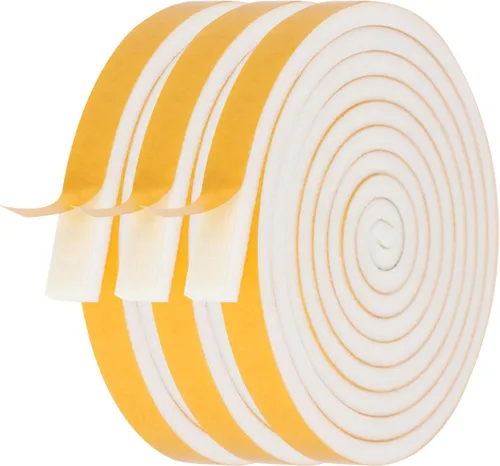 Miniatura 8 de Burlete de Espuma para Clima - 4 Rollos, 1/4 Pulgada de Ancho X 1/8 Pulgada de Grosor, Total 52 Pies de Largo, Burlete Adhesivo de Espuma Aislante