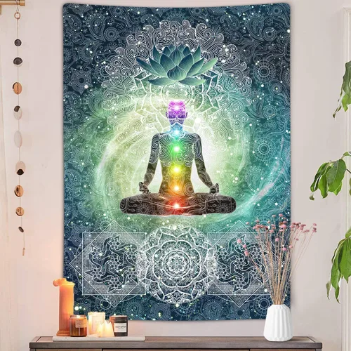 Miniatura 2 de DYNH Tapiz de Chakra, Tapiz de Yoga Meditación de Siete Chakras Zen Decorativo para Colgar en la Pared para Dormitorio, Tapices Espirituales Hippie
