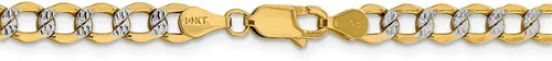 Miniatura 3 de Collar de cadena cubana de oro blanco y amarillo de 14 quilates dos tonos de 0205in con cierre de mosquetón seguro