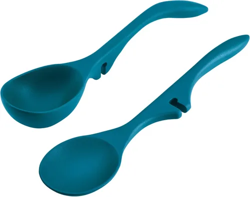 Rachael Ray Herramientas y artilugios de cocina antiadherentes Lazy Spoon/Lazy Ladle Set, 2 piezas, azul marino, pequeño - 46834