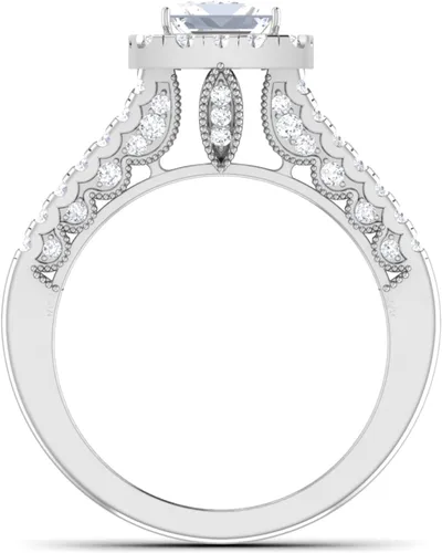 Miniatura 3 de Anillo de compromiso con diamante de talla excelente creado en laboratorio, con certificación IGI de 3.43 quilates con milgrain en oro rosa amarillo
