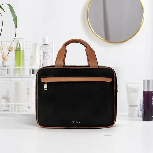 Miniatura 3 de Telena Neceser de viaje para mujer con gancho para colgar, bolsa de cosméticos resistente al agua, organizador de viaje para accesorios, artículos