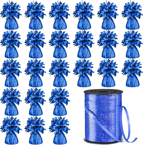 Miniatura 11 de Yunsailing 25 globos metálicos pesados con cinta iridiscente de 500 yardas, anclajes de soporte de globos de 5.3 onzas para globos de helio, Negro
