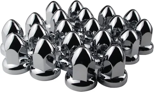 Miniatura 7 de iBroPrat 33mm Cubiertas de tuerca cromadas, cubiertas de tuerca de plástico cromado ABS con bridas en forma de bala, para camiones semirremolque