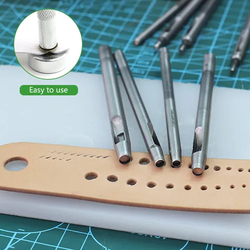 Miniatura 4 de Kit de herramientas de punzonado, 11 piezas, cierre a presión de cuero, ajuste de remaches, herramientas de troqueles para perforar e instalar botón