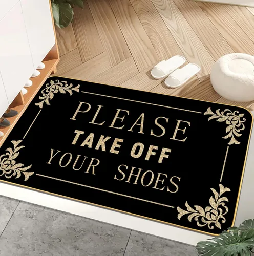 AUSTAB Alfombras divertidas de bienvenida Por favor, quítese los zapatos Alfombra para entrada personalizada para interiores y exteriores Alfombra