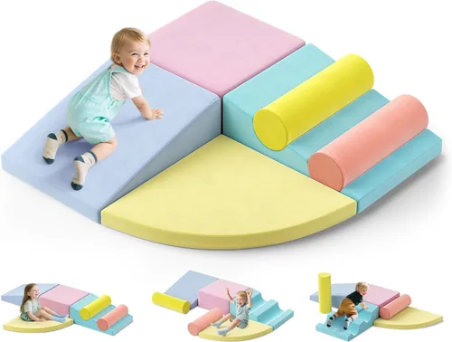 Miniatura 15 de Lischwert Bloques de escalada de espuma para niños pequeños de 1 a 3 años, juego suave de 4 piezas con juguetes de exploración para gatear, bloques