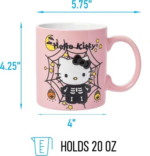 Miniatura 2 de Silver Buffalo Sanrio Hello Kitty Taza de Cerámica con Diseño de Esqueleto y Telaraña de Halloween Resistente a la Cera, 20 Onzas Sanrio Hello Kitty