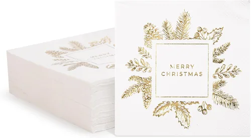 Miniatura 8 de Paquete de 100 servilletas de cóctel de papel con diseño dorado, cena formal, aniversario, servilletas de boda para mesas, habitaciones