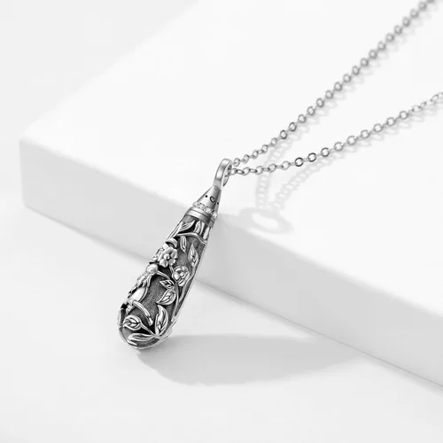 Miniatura 15 de Collar con colgante de urna de cenizas de cremación y árbol de la vida para mujer, plata de ley US1