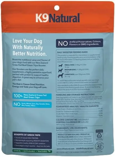 Miniatura 2 de K9 Natural Complemento Alimenticio Liofilizado para Perros con Ingredientes Verificados, Mezcla de Carne de Órganos para Apoyo Digestivo, Alimento