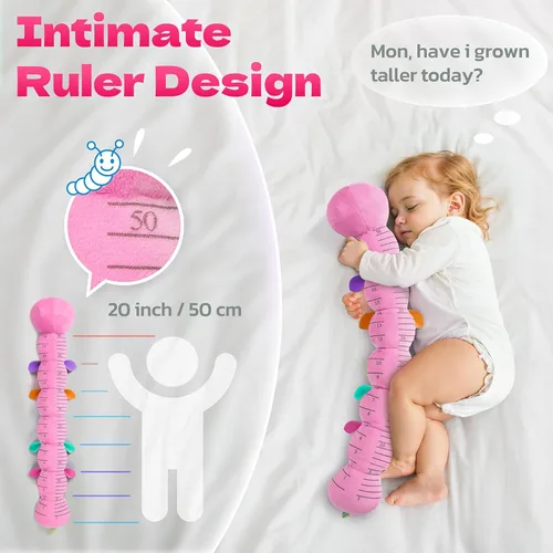 Miniatura 5 de HEMRLY Juguetes de regalo para bebés, juguete sensorial de 0 a 6 meses, oruga musical de peluche suave con dentición, sonajero para tiempo de Rosa