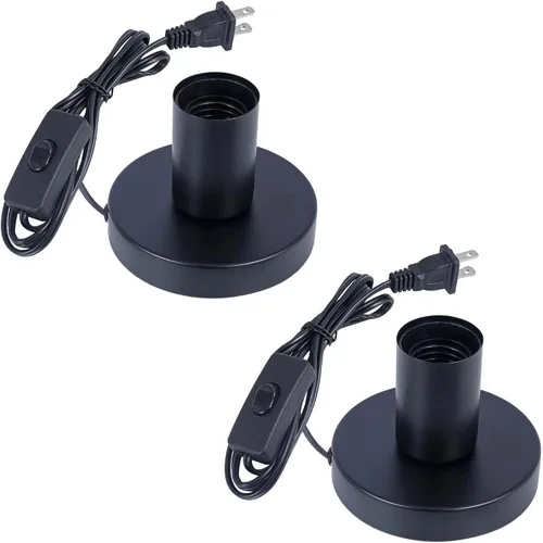 Miniatura 6 de Lámpara de mesa industrial, pequeña base de enchufe de luz de escritorio de metal pulido, soporte de bombilla de rosca Edison vintage E26/E27, cable