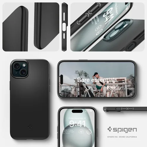Miniatura 7 de Spigen Funda delgada diseñada para iPhone 15 (2023) [carcasa dura] [protección de grado militar] - negro 2023