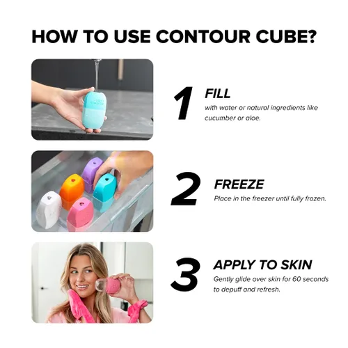 Miniatura 7 de Contour Cube Mini rodillo de hielo revolucionario para esculpir y deshinchar - Rodillo de hielo facial y masajeador - Molde de hielo para la cara