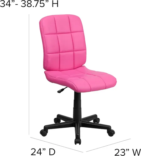 Miniatura 3 de Flash Furniture - Silla giratoria de respaldo medio de vinilo, acolchada, color negro Rosa