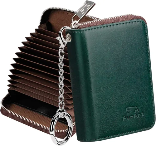 FurArt Cartera con Cremallera para Mujeres, Cartera con Bloqueo RFID para Tarjetas de Crédito, Portador de Tarjetas de Presentación, Cartera Llavero