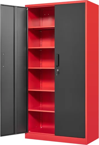 Miniatura 10 de Fesbos Armario de almacenamiento de metal, archivadores de acero de 36 pulgadas de alto con puertas con cerradura y estantes ajustables, gabinete