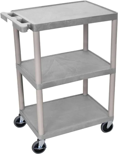 Miniatura 13 de Luxor HE34-BU Carrito utilitario – 3 estantes de plástico de espuma estructural, cuatro ruedas giratorias de 4", dos con freno de bloqueo, mango Azul
