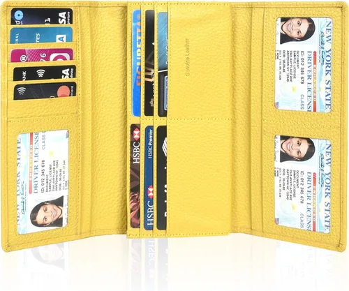 Miniatura 2 de Carteras de piel con bloqueo RFID para cheques con 11 ranuras para tarjetas para mujer