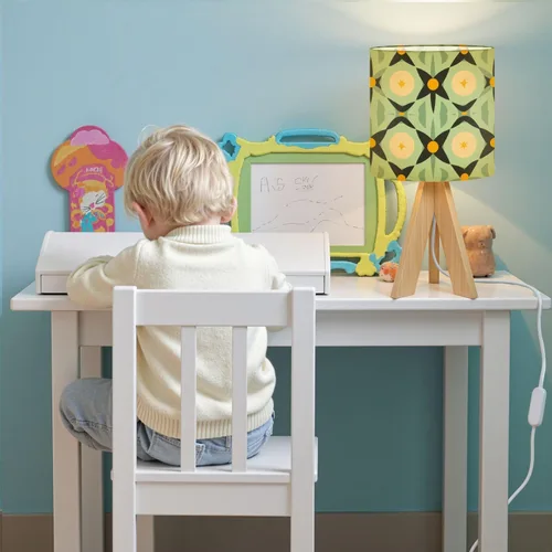 Miniatura 7 de Lámpara de mesa con trípode, moderna de mediados de siglo, vintage, de los años 50, retro, atómica, geométrica, celosía, estrella, lámpara de mesita