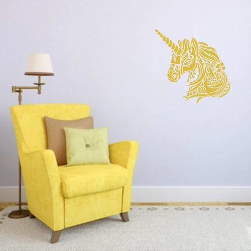 Miniatura 7 de Plantillas para paredes: Plantilla de cabeza de unicornio, 10 x 10 pulgadas (L) - Caballo tribal decorativo, unicornio