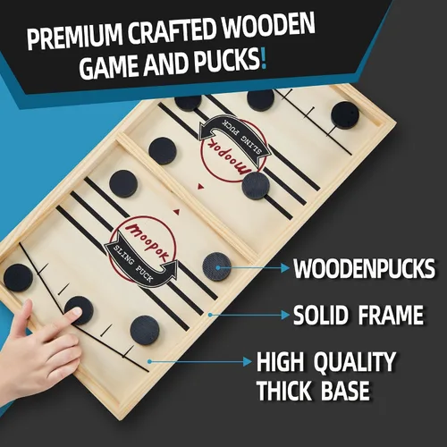 Miniatura 2 de moopok - juego de discos de eslinga rápida, juego de juegos de eslinga, juego de mesa 2 en 1, juego de hockey sobre hielo, juegos de mesa ganadores