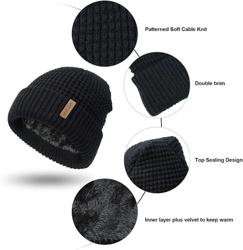Miniatura 5 de LAPIZAPI Gorro de invierno para hombre con forro polar gorro deportivo para mujer al aire libre