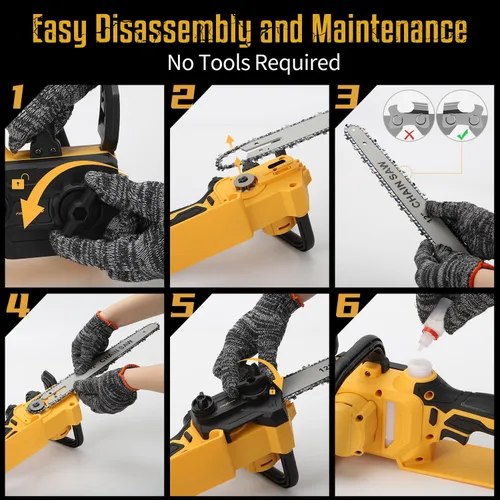 Miniatura 4 de Mini motosierra para batería Dewalt de 20 V máxima, motosierra eléctrica de 12 pulgadas inalámbrica con doble bloqueo de seguridad, sierra de cadena